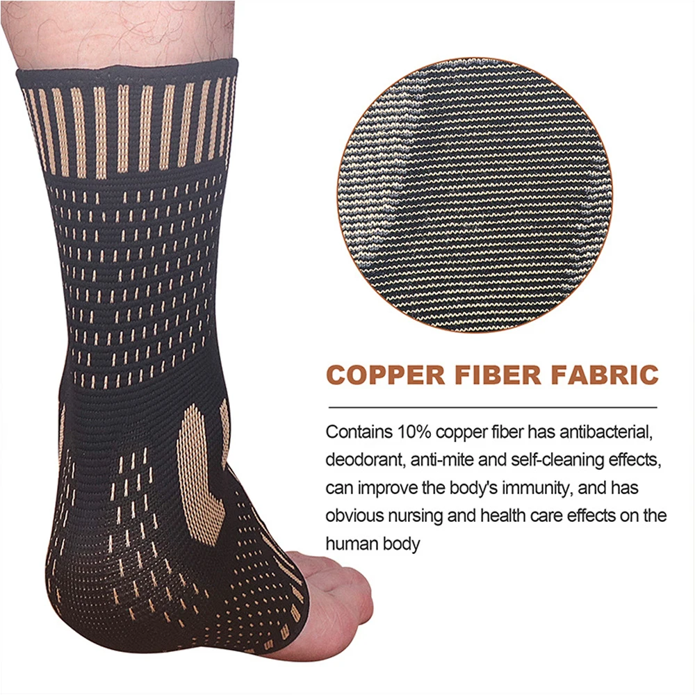 Tcare 1 PCS Sports Ankle Brace Copper Compression Sleeves Support 3D Weave Elastic Bandage Foot Protective Gear Gym Fitness New