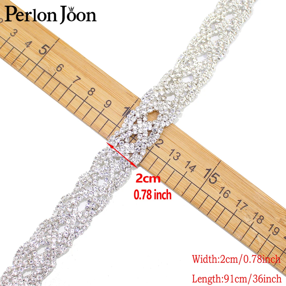 1 Yard Fashion Cross Around Tape Rhinestones Trim Crystal Metal Chain Welding Webbing for dress bag shoes Accessories ML022