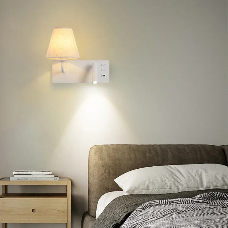 

Wall Light Foyer Reading LED Wall Lamps With Switch USB Bedroom Bedside Living Room Lighting Hallway Corridor Decor Wall Lights
