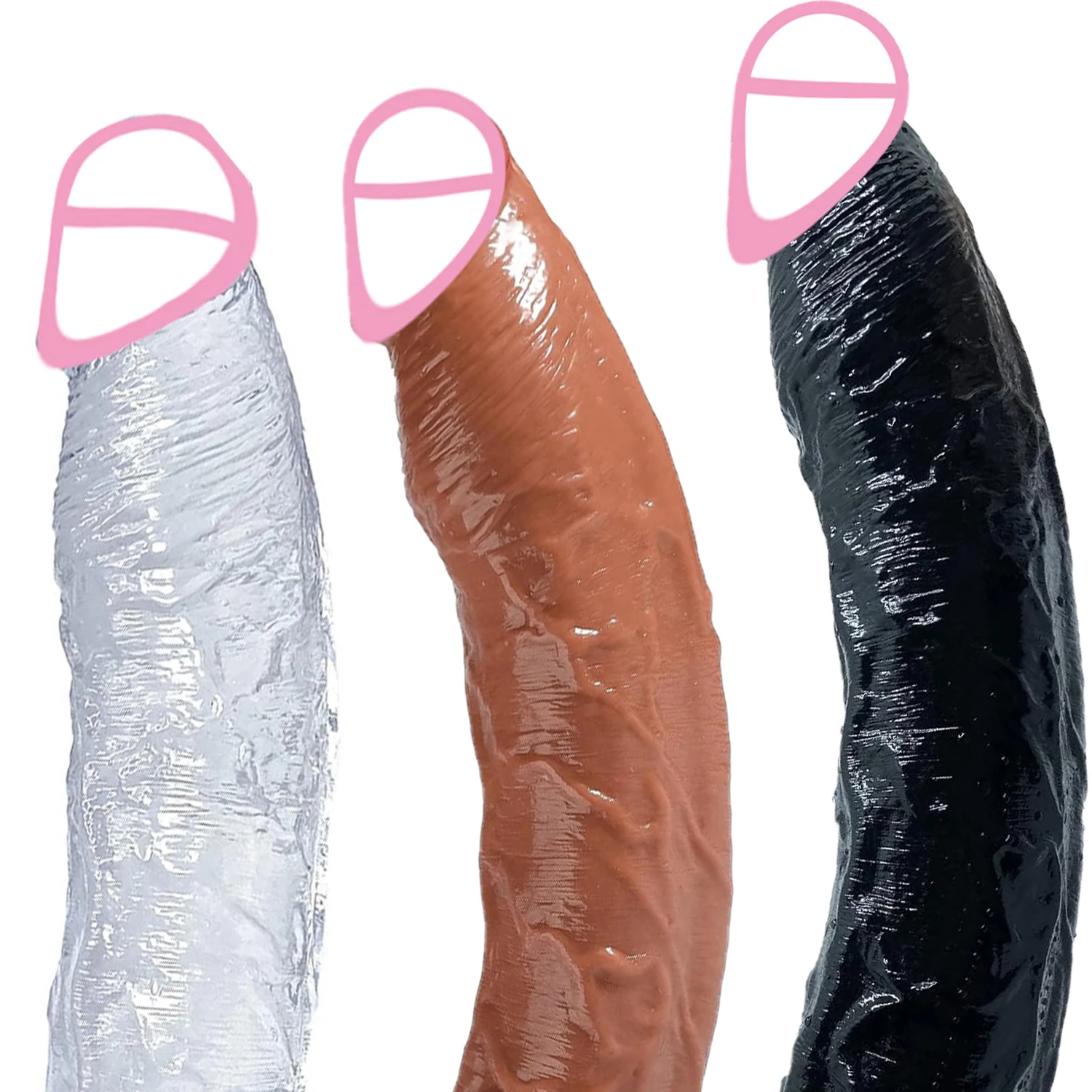 

13.4 Inch Realistic Dildo With Small Glans Black Jelly Suction Cup Three Styles Anal Without Balls Female Masturbation Sex Toys