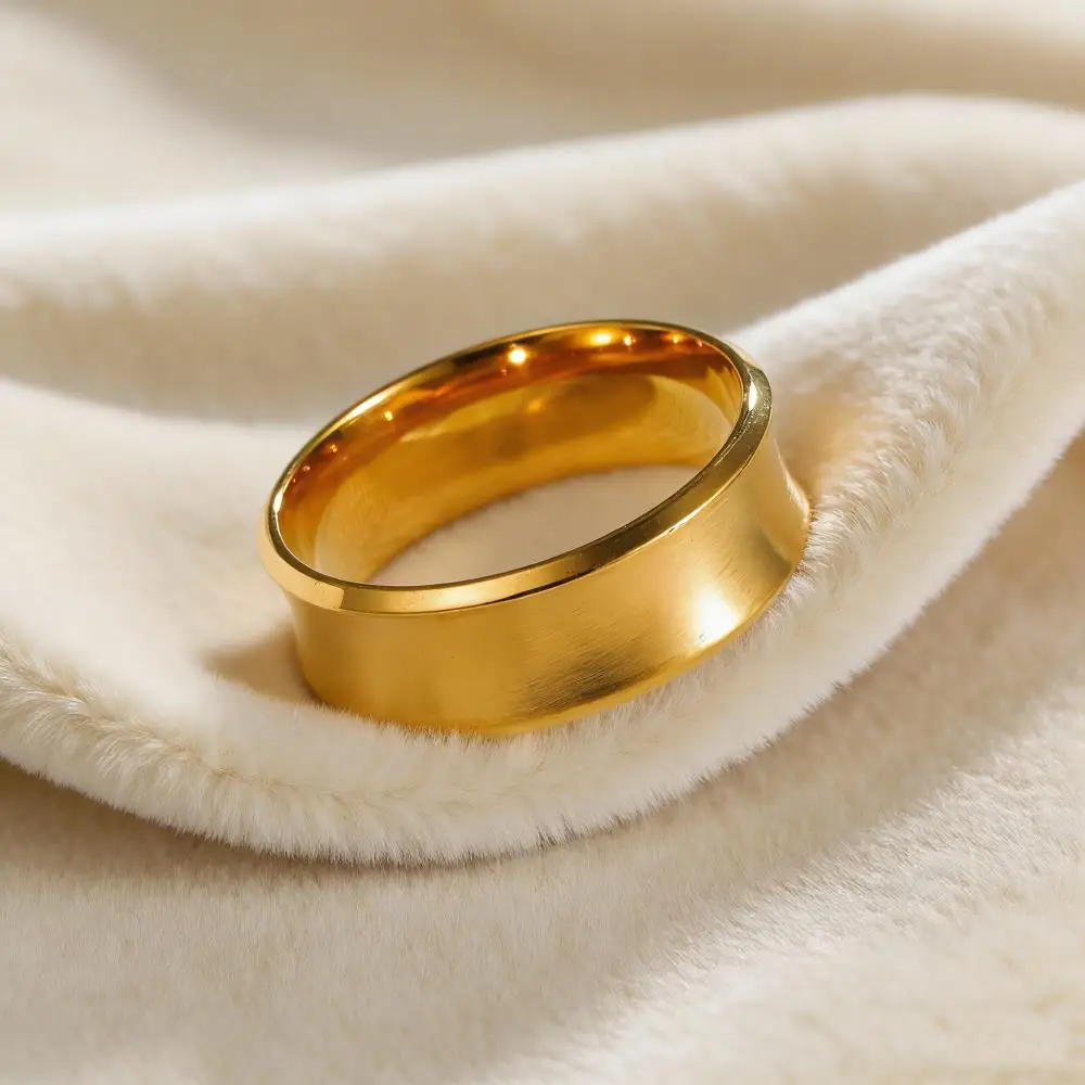 Minimalist Round Male Female Stainless Steel Rings For Women Men Black Gold Silver Color Wedding Bands Engagement Party Jewelry