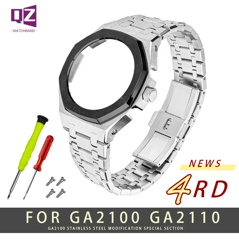 

4RD Metal Bezel Stainless steel strap for casio g-shock GA-2100 GM-2100 watchband case Upgrade Fourth GA-2110 modified band