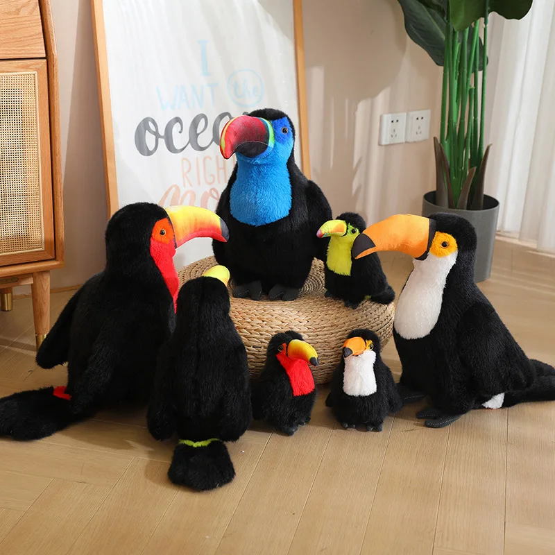 20/30/40CM 4 Colors Simulation Toucan Tropical Forest Bird Doll Creative Decoration Enlightenment Toy For Teenagers and Kids