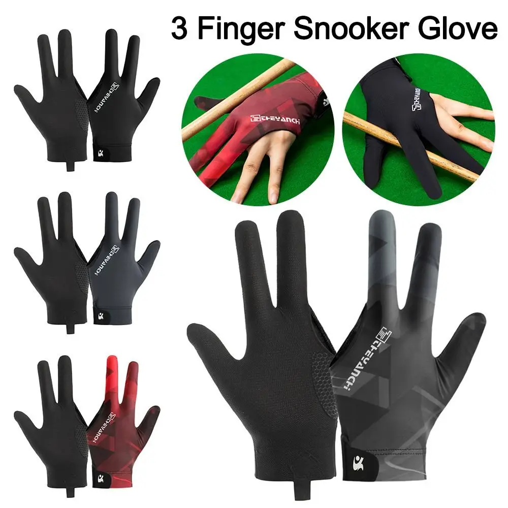 Portable Left Hand Billiards Glove Non Slip Elastic Three Fingers Glove Breathable Billiard Training Gloves Fitness Accessories