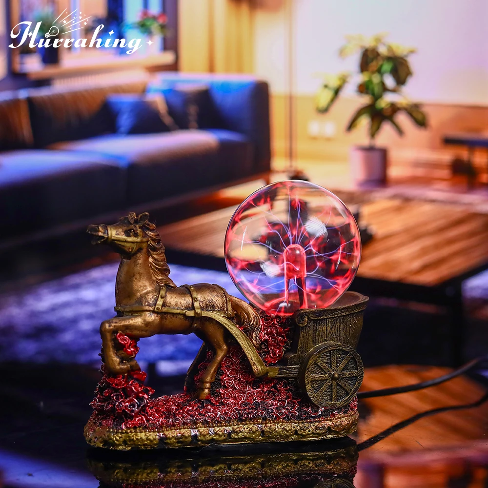 Horse to Success Crystal Plasma Light 4 Inch Glass Ball Touch Sensing Science Enlightenment Cool Interior Decoration Ornament