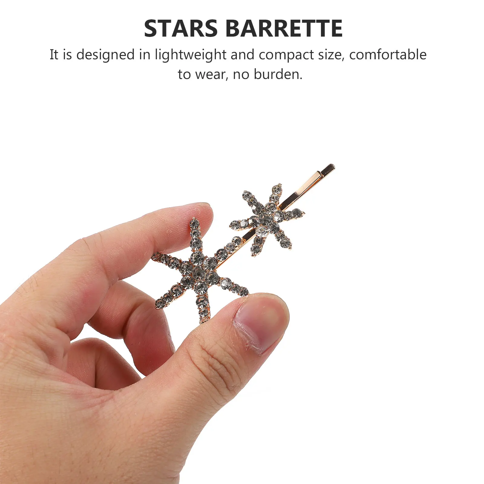 

Rhinestones Stars Hair Clip Set Women Wedding Party Accessories Durable Anti Rust Elegant Outfits Costumes Metal Barrette