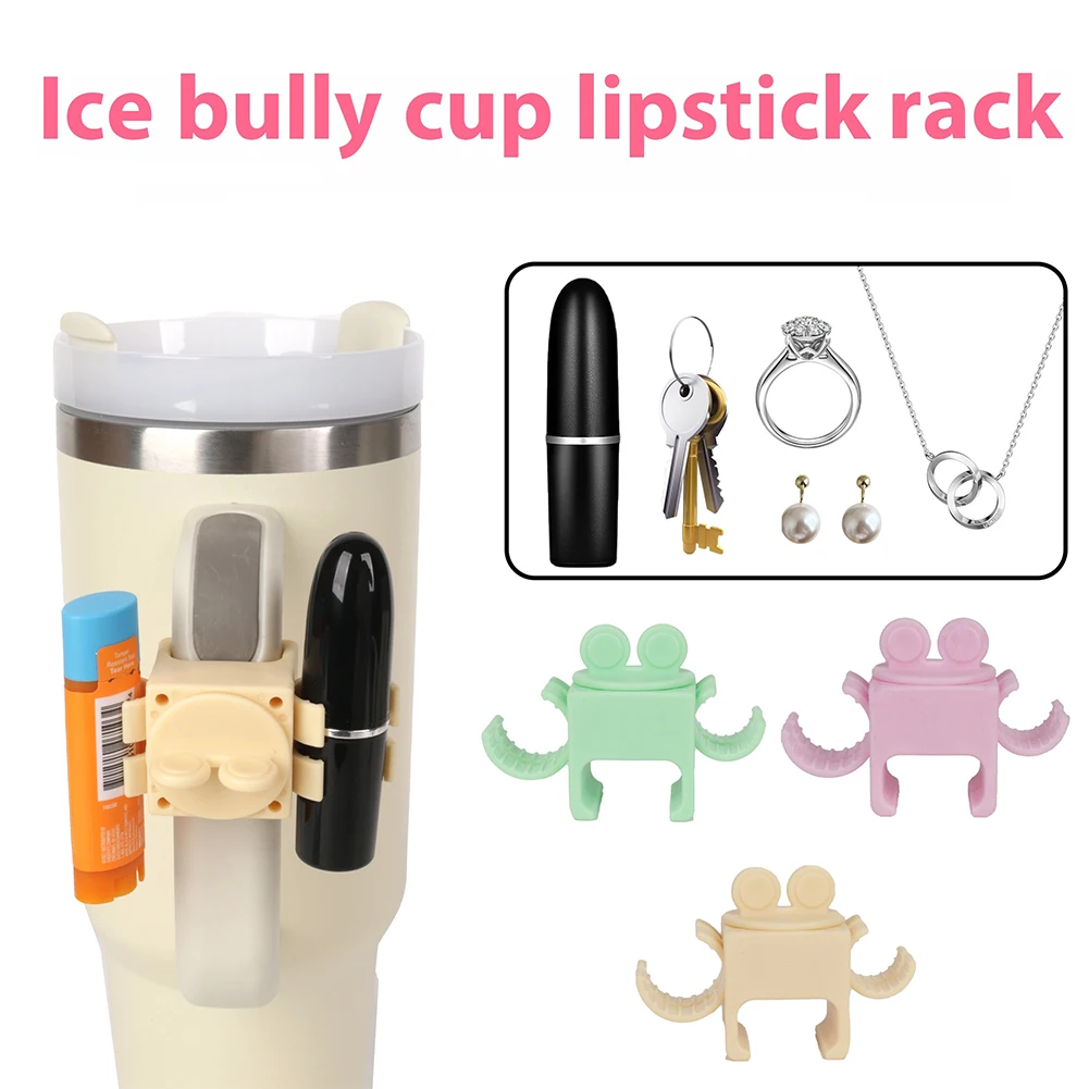 Ice Bar Cup Handle Lipstick Holder For 30oz/40oz Stanley Tumbler Chapstick Holder Handle Hook and Jewelry Holder Accessories