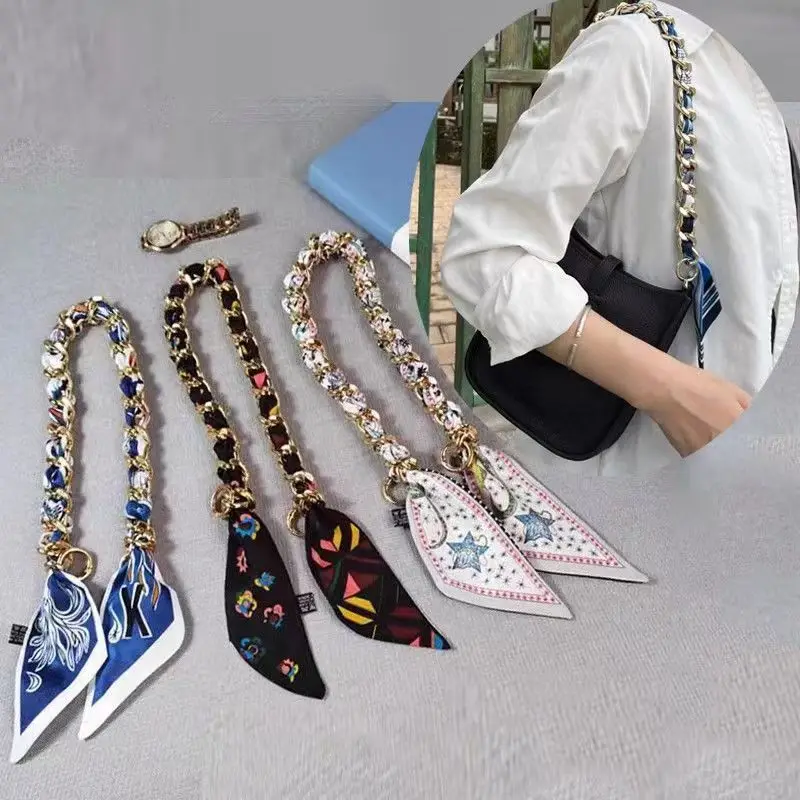 

Ремешок для сумки, декоративная цепочка, универсальная цепочка для сумки, шелковый шарф, тканая сумка, плечевой ремень, модная одиночная покупка, портативная цепочка, аксессуары