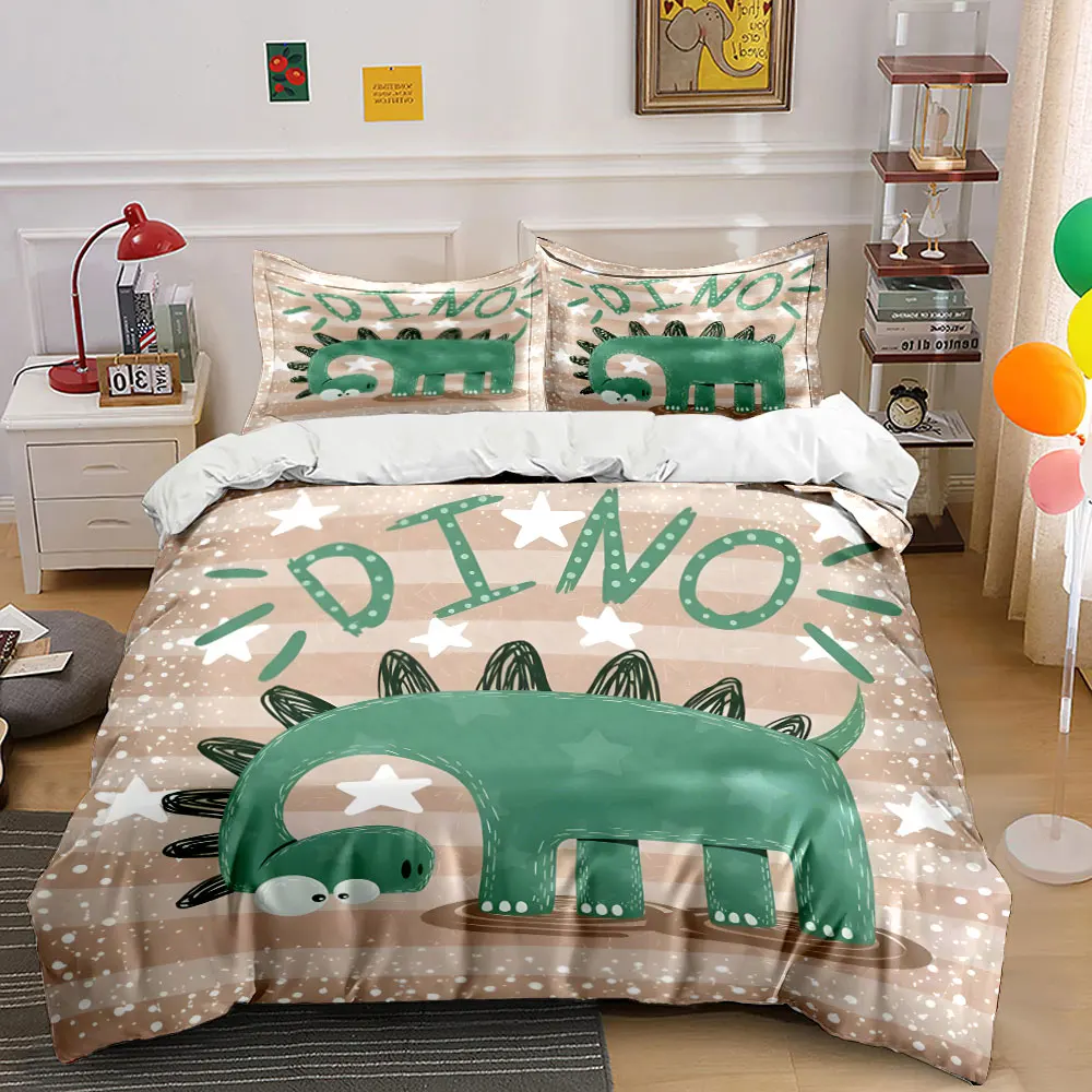 

Cartoon dinosaur with starry background Print Soft Comfortable Duvet Cover Bedding Set Included 1*Duvet Cover 2*Pillowcases