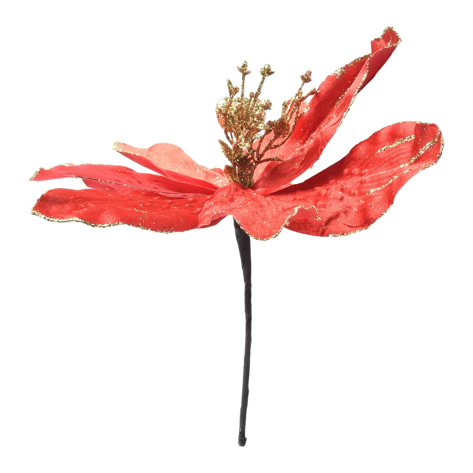 1pc 33cm Christmas Glitter Artificial Poinsettia Flowers Christmas Tree Flowers Hanging Ornaments Home New Year Navidad Gifts