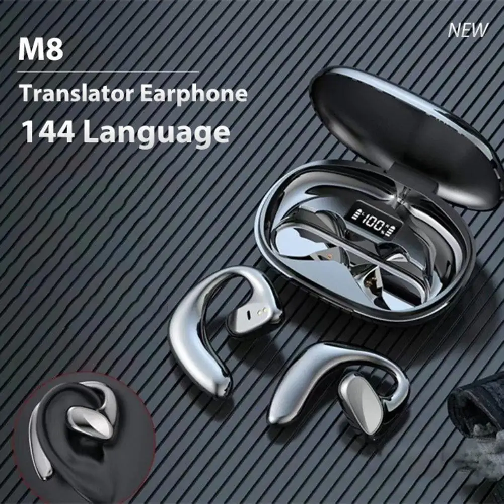 Language Translator Device with 144 Languages Waterproof Rechargeable Universal Easy Connection Real Time Translator Earbuds