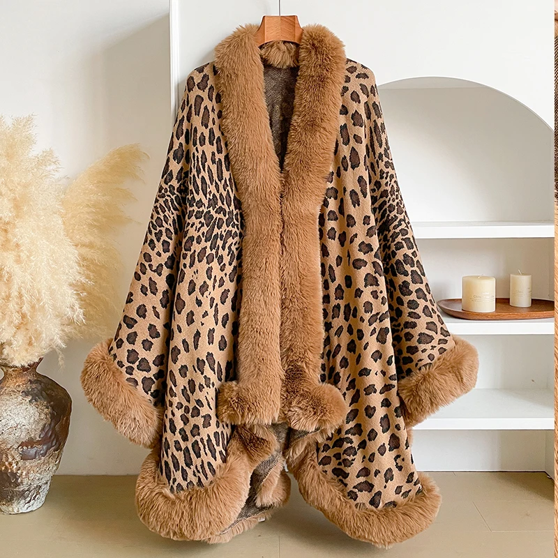 

Women's Thick Warm Leopard Print Outerwear - Y2K Streetwear & Elegant Cloak, Coat, Jacket, Cape & Poncho for Autumn Winter