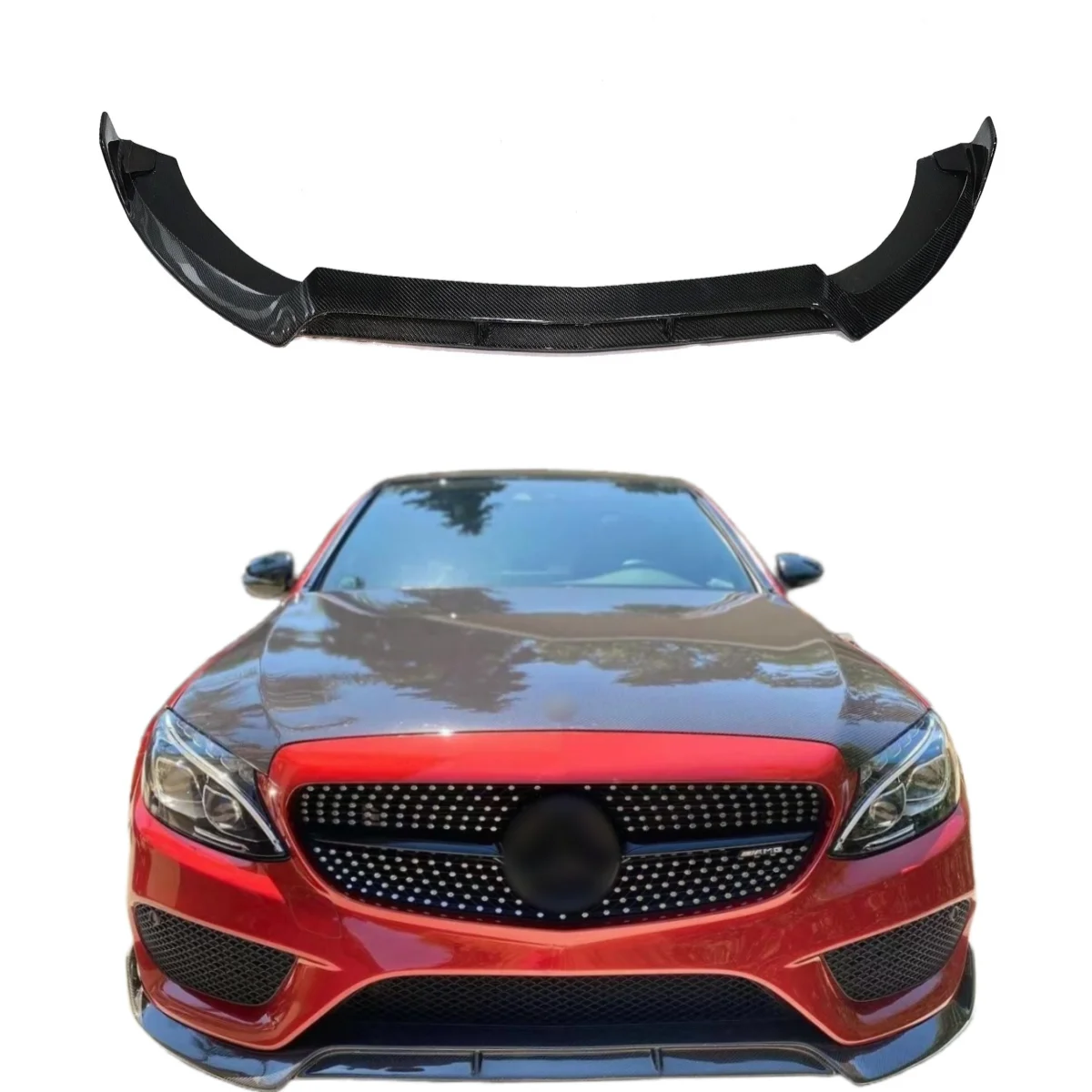 

Передний бампер из углеродного волокна в стиле B для Mercedes Benz W205 2015-2018, передняя губа