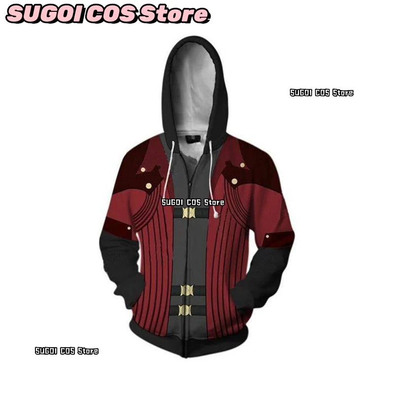 DMC 3 Dante Cosplay Hoodie Sweatershirt Costume Unisex Outfit Hoodies Anime Dante Causal Zipper Jacket Role-playing Coat Costume - Image 3
