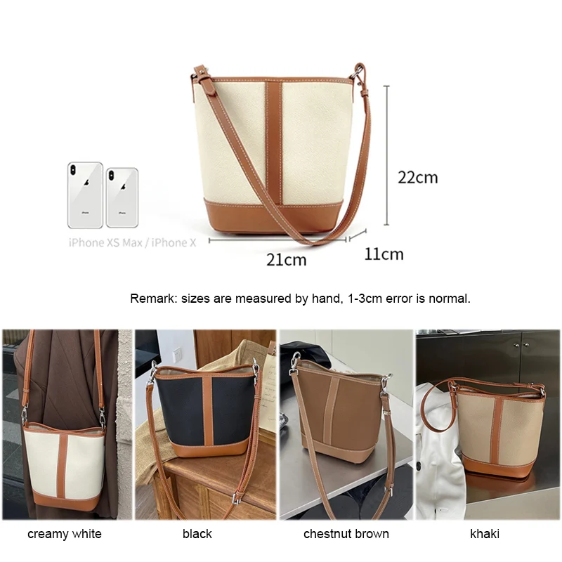 女性のバッグ本革通勤バケットクロスボディショルダーバッグ 2025 新しいヘッド層牛革トート女性通勤メッセンジャー