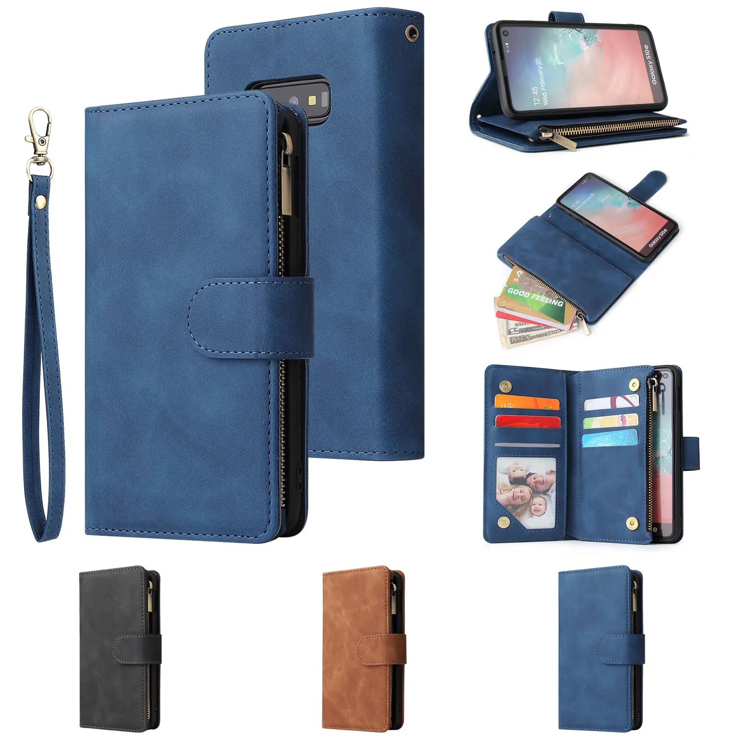 Zipper Pocket Wallet Multiple Card Slots Stand Phone Cover For Samsung Galaxy Note 20 10 9 8 5 4 3 Lite Pro Plus Ultra A81 Note9