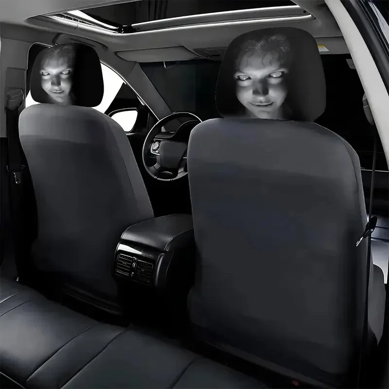 Washable Printed Headrest Covers Universal Elastic Fit Horror Theme Skull Design Funny Playful Headrest Covers
