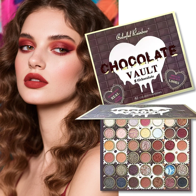 42色のチョコレートメイクアップパレット、ハート型、パール光沢＆マット仕上げ、デイリー＆パーティー、クリスマスギフトに最適なプレミアム仕上げ
