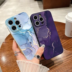 Watercolor Marble Case For iPhone 14 15 Pro Max Coque iPhone 13 12 Pro Max 11 Luxury Colorful Shockproof Silicone Soft Cover