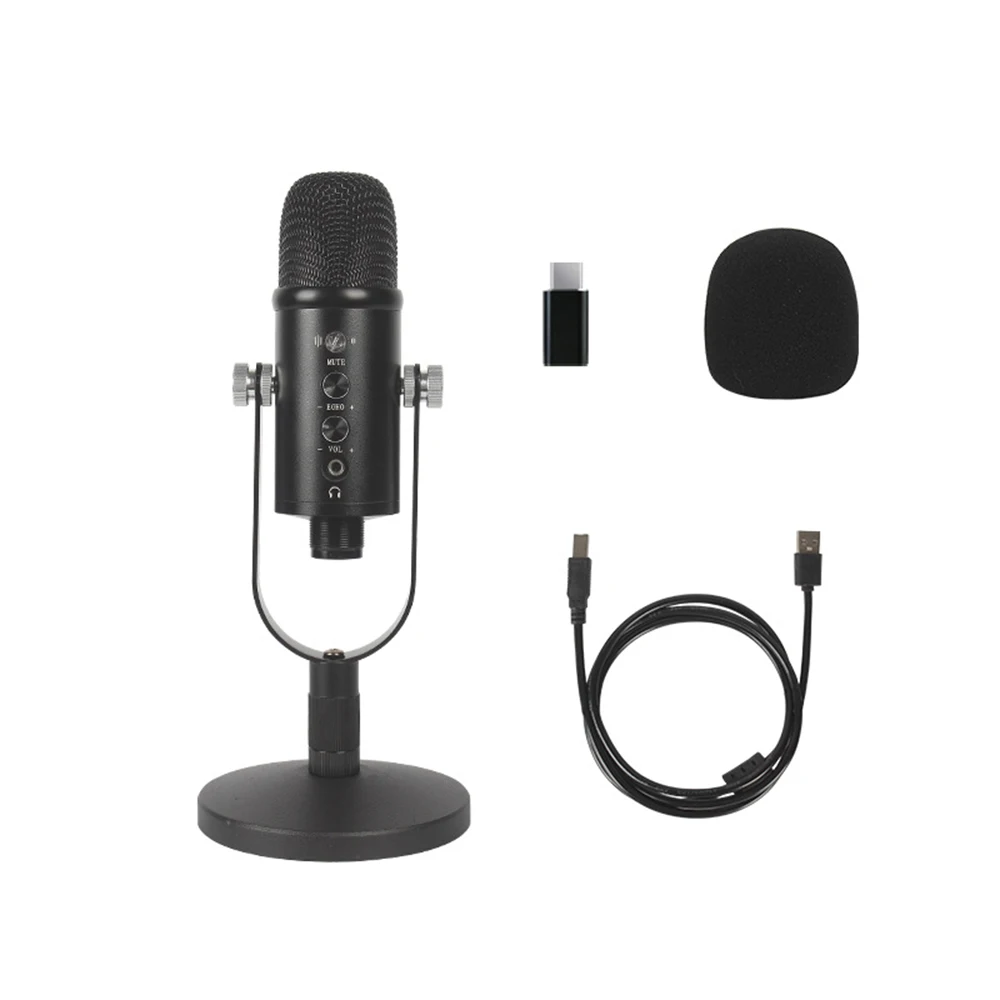 USB Condenser Microphone Live Stream Set Home Computer Recording Game High Noise Reduction Monitoring Wired Microphone  BM86 New