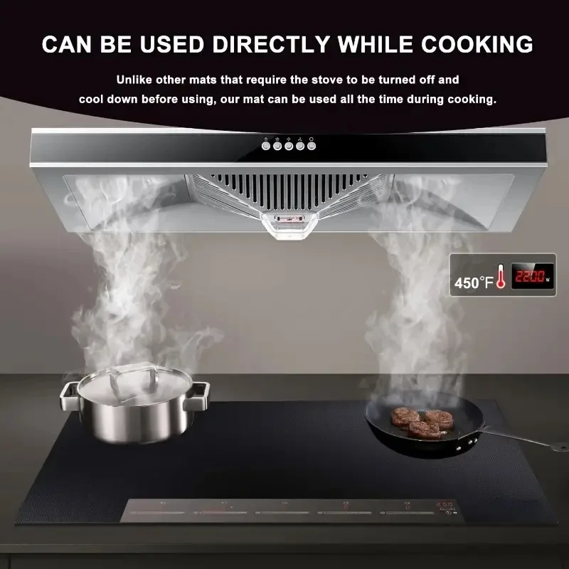 Cuttable Induction Hob Protector Mat Silicone Scratch Pad Nonstick Heat Oil-Resistant Kitchen Countertop Cover Reusable