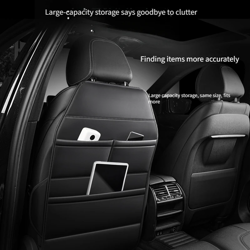 

Защитный коврик из искусственной кожи для спинки автомобильного сиденья, легко чистится, органайзер для хранения, аксессуар для автомобиля, подходит для внедорожников.