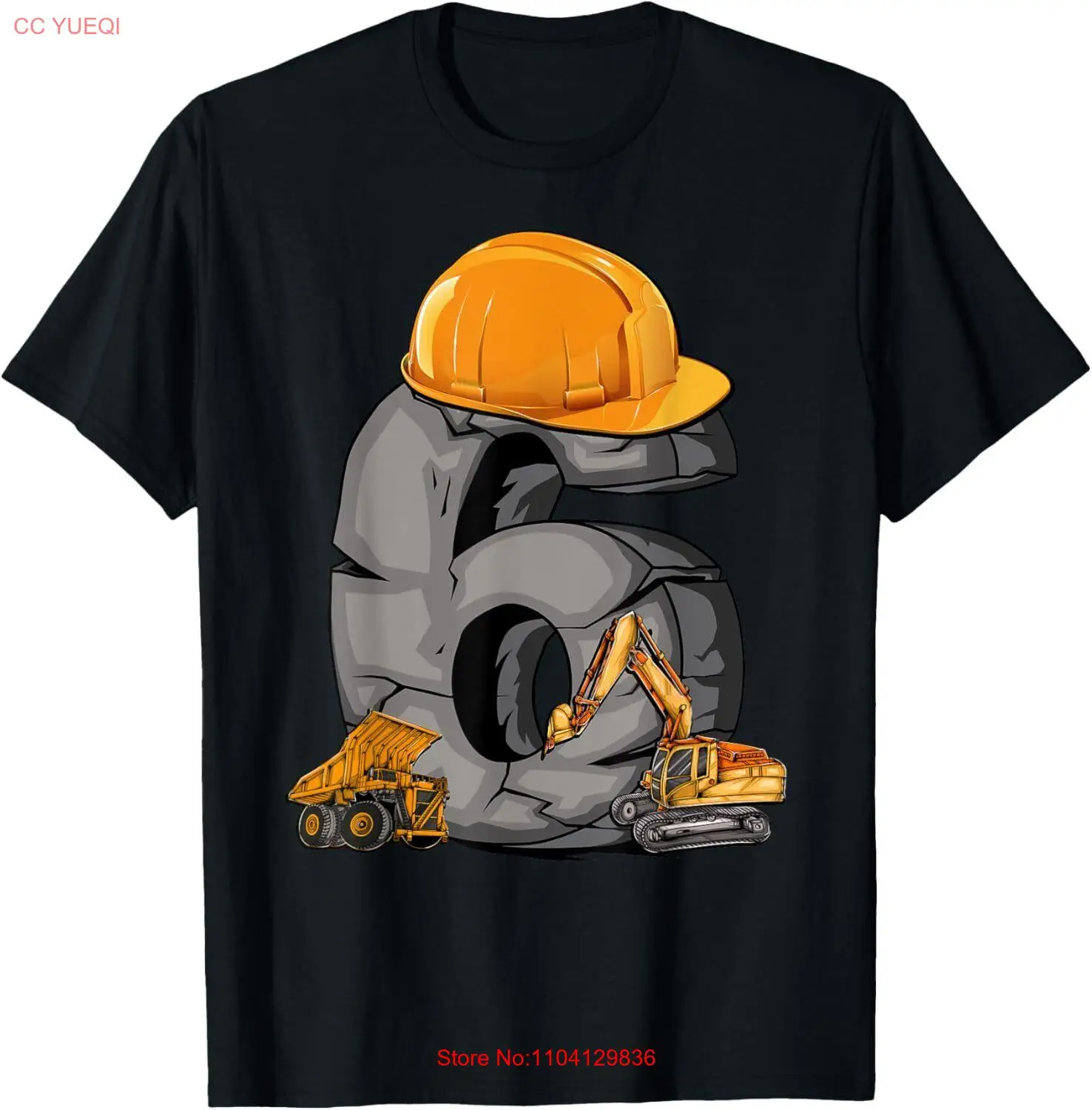 Birthday Boy 6 รถก่อสร้าง Excavator 6th Birthday เสื้อยืดมีฮู้ด