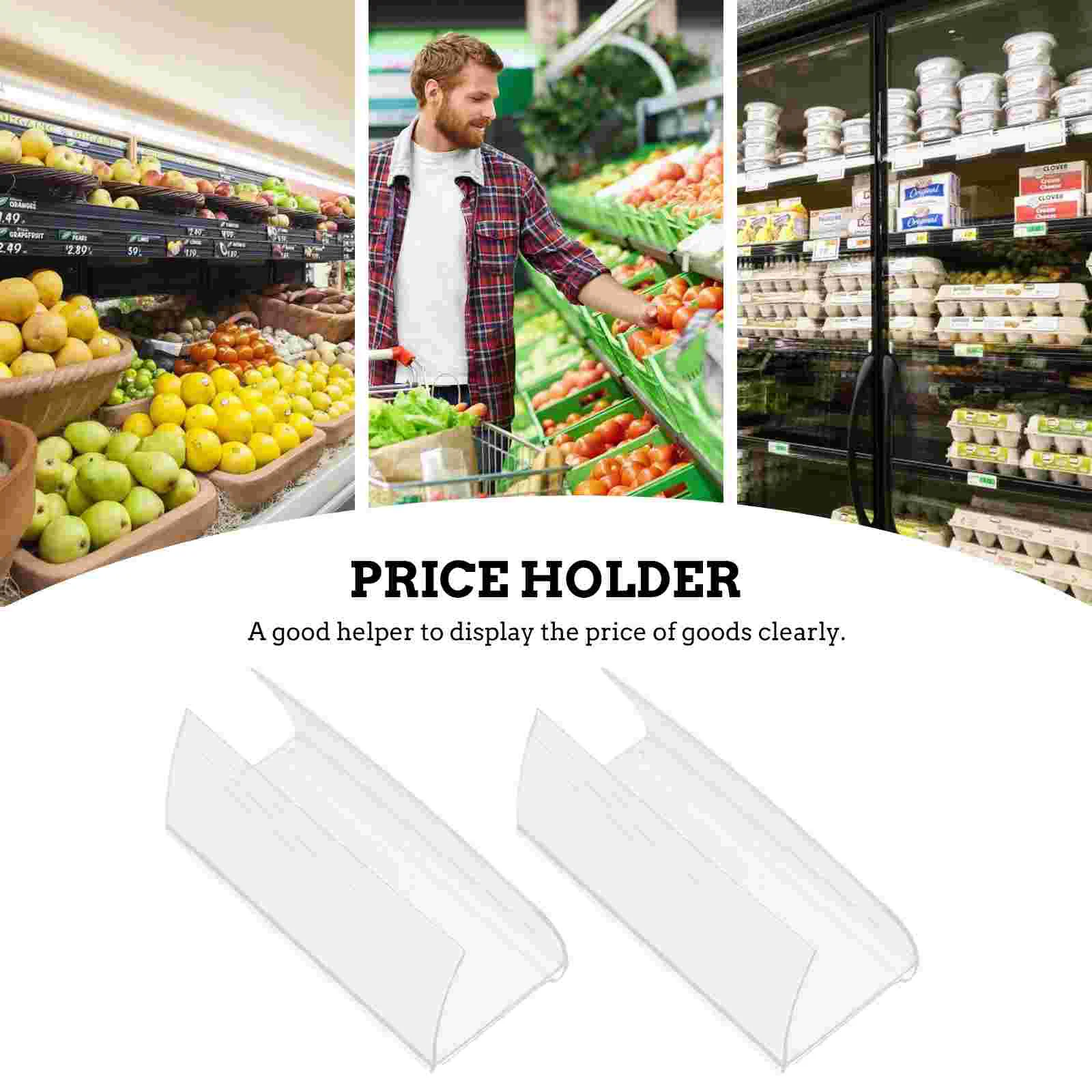 30 Pcs Shelf Label Holder Price Tag Display Transparent Supermarket Retail Holders Magnetic Pvc Adhesive Labels