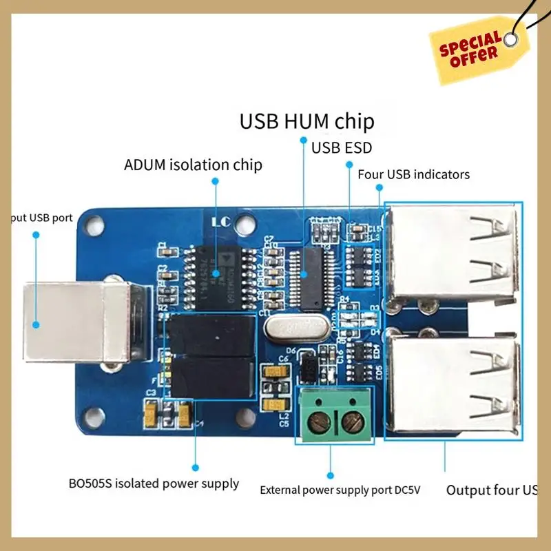 ADUM4160 USB-изолятор аудиосигнала 1,5 Мбит/с 12 Мбит/с 4XUSB Изолятор питания цифрового сигнала
