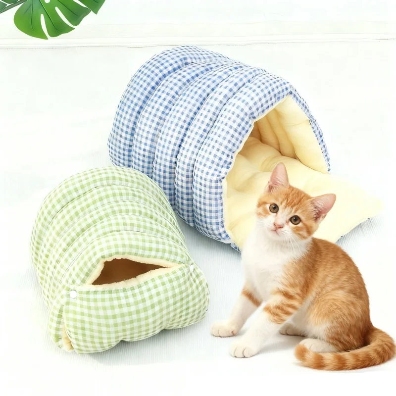 القط الكلب البيت داخلي الشتاء سميكة طوي القط كيس النوم دافئ لينة الدافئة شبه مغلقة سرير الحيوانات الأليفة الصغيرة تكبب كيس #1
