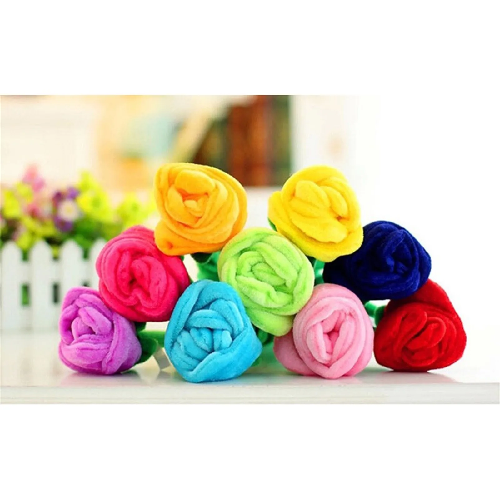 1Pc Cartoon Rose Flower Stuffed Soft Plush Toy Creative Curtain Buckle Home Decoration Christmas Mother\'s Day Gift For Mom