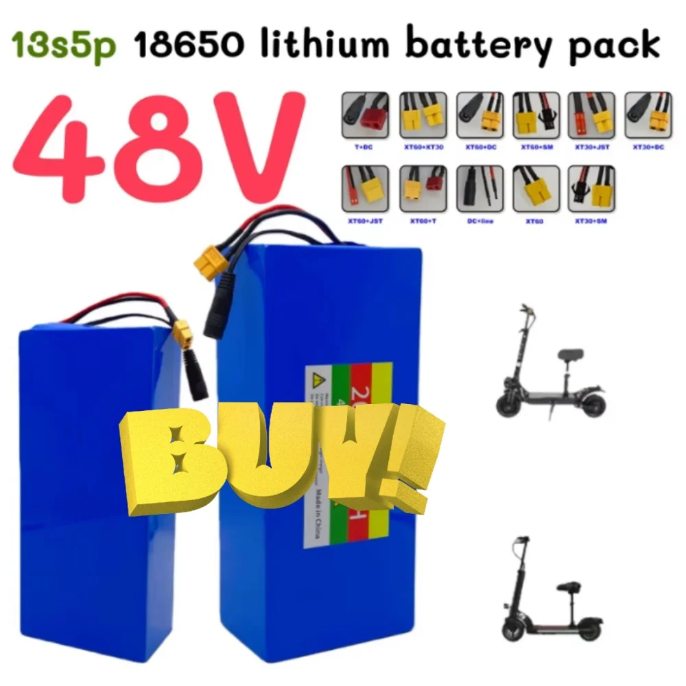 

48V 20Ah 18650 Lithium 13S5P Battery Pack Built-in Intelligent BMS For 500-1000W electrical machinery+charger