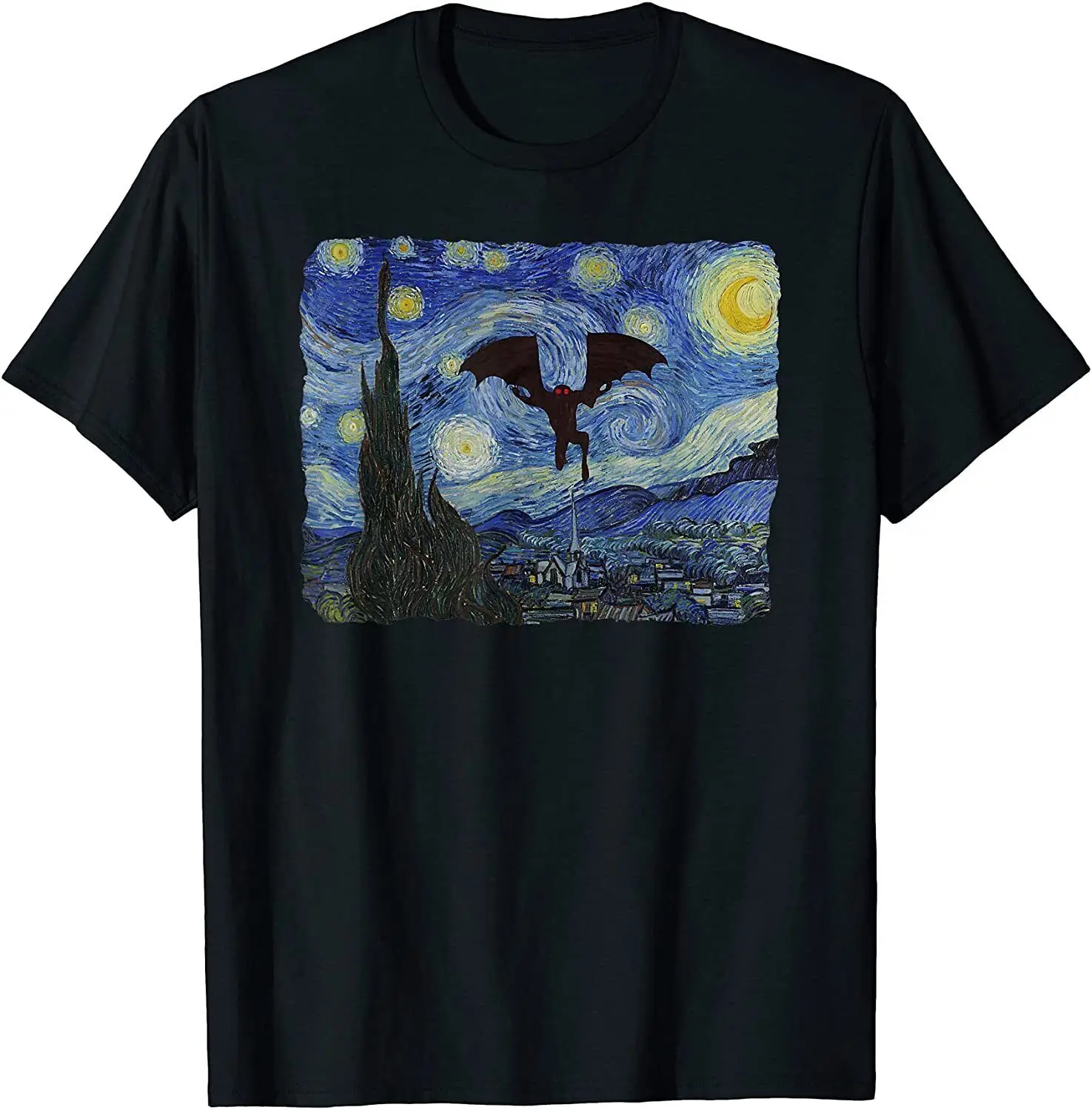 Camiseta de Mothman, camisa de noche estrellada, Cryptid, limitada, nueva