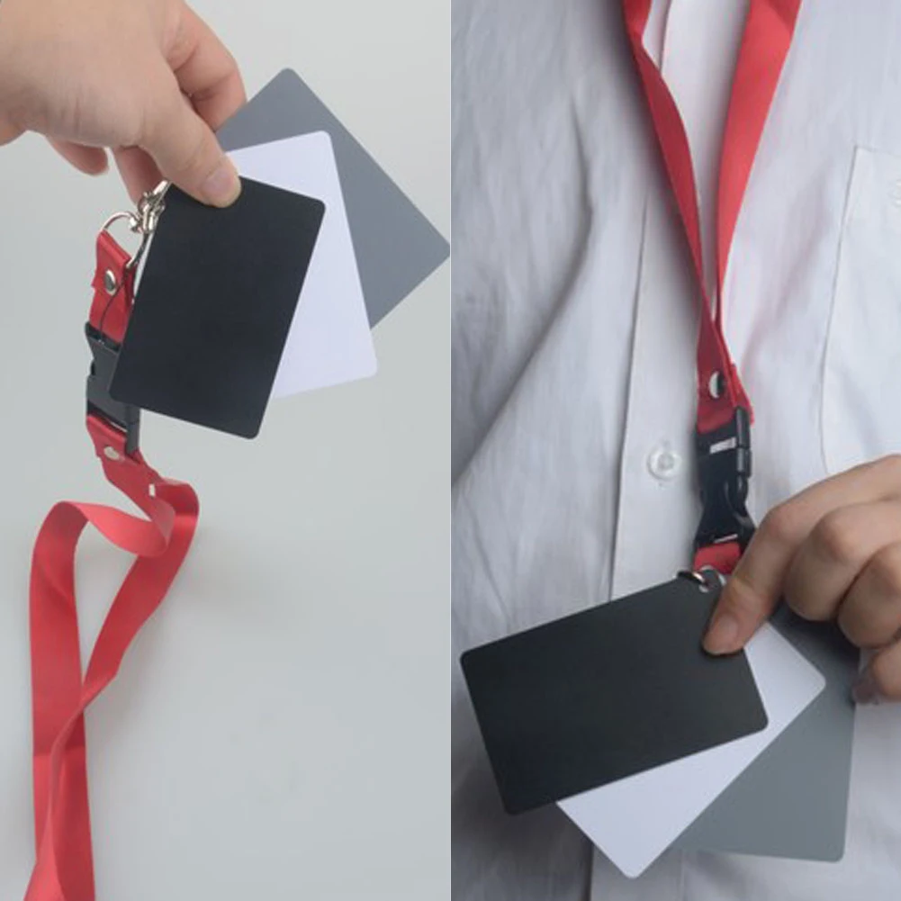 Карты для калибровки цветов 3 в 1, набор карточек для коррекции цвета с шейным ремешком, фотоаксессуары для цифровых фотоаппаратов