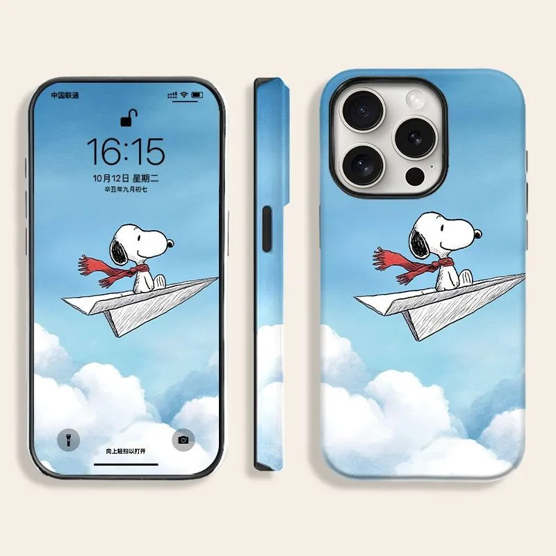 

Cute Cartoon pocket Snoopy Magsafe Wireless Charge Case For iPhone 12 13 14 15 16 17 Pro Max Plus Funny Snoopy Magnetic Cover﻿﻿﻿