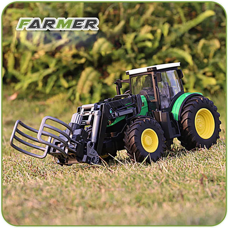 1:16 RC Car Remote Control Farm Tractors Agricultural Trailer LED 27MHZ Radio RC Farmer Alloy Trucks Electronic Toy Boys Gift