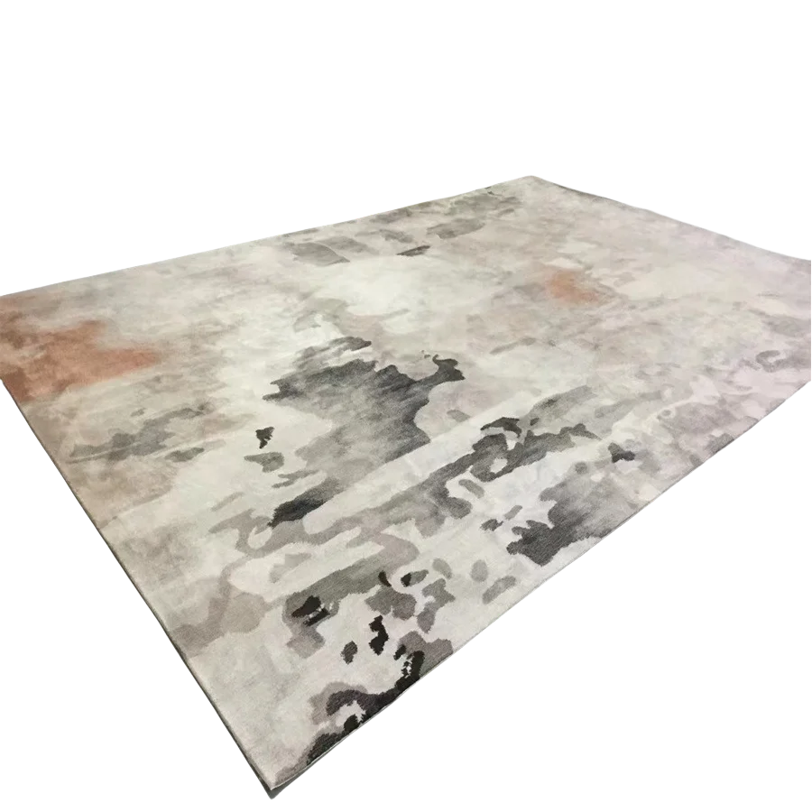 Tapete de seda de lã dourada cinza, sala de estar, quarto, logotipo personalizado