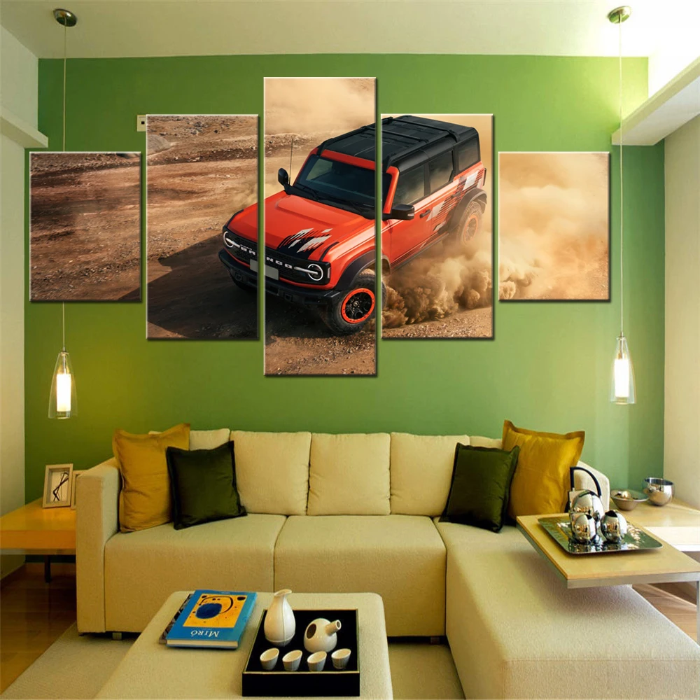 

5 Pieces Canvas Wall Arts Poster Painting Cars Bronco Desert Runner 2025 Wallpaper Home Decoration Picture Printing Interior Art
