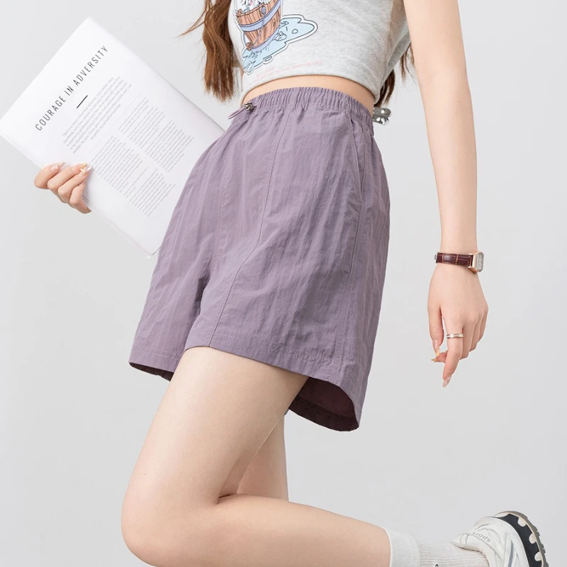 مرونة الخصر الأدوات غير رسمية السراويل النساء الملابس 2025 صيف جديد التوابل فتاة موضة الصلبة الرياضة رقيقة سراويل تقليدية النساء