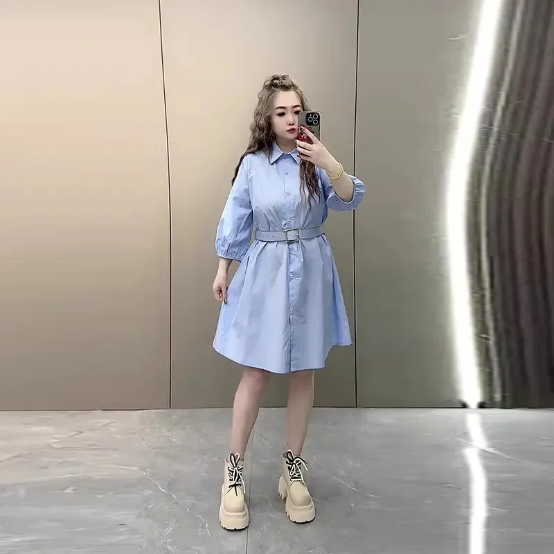 2025 Spring Women's New Fashionable And Stylish Style With Waist Cinching Slimming Versatile Dress, High end Light Luxury Shirt