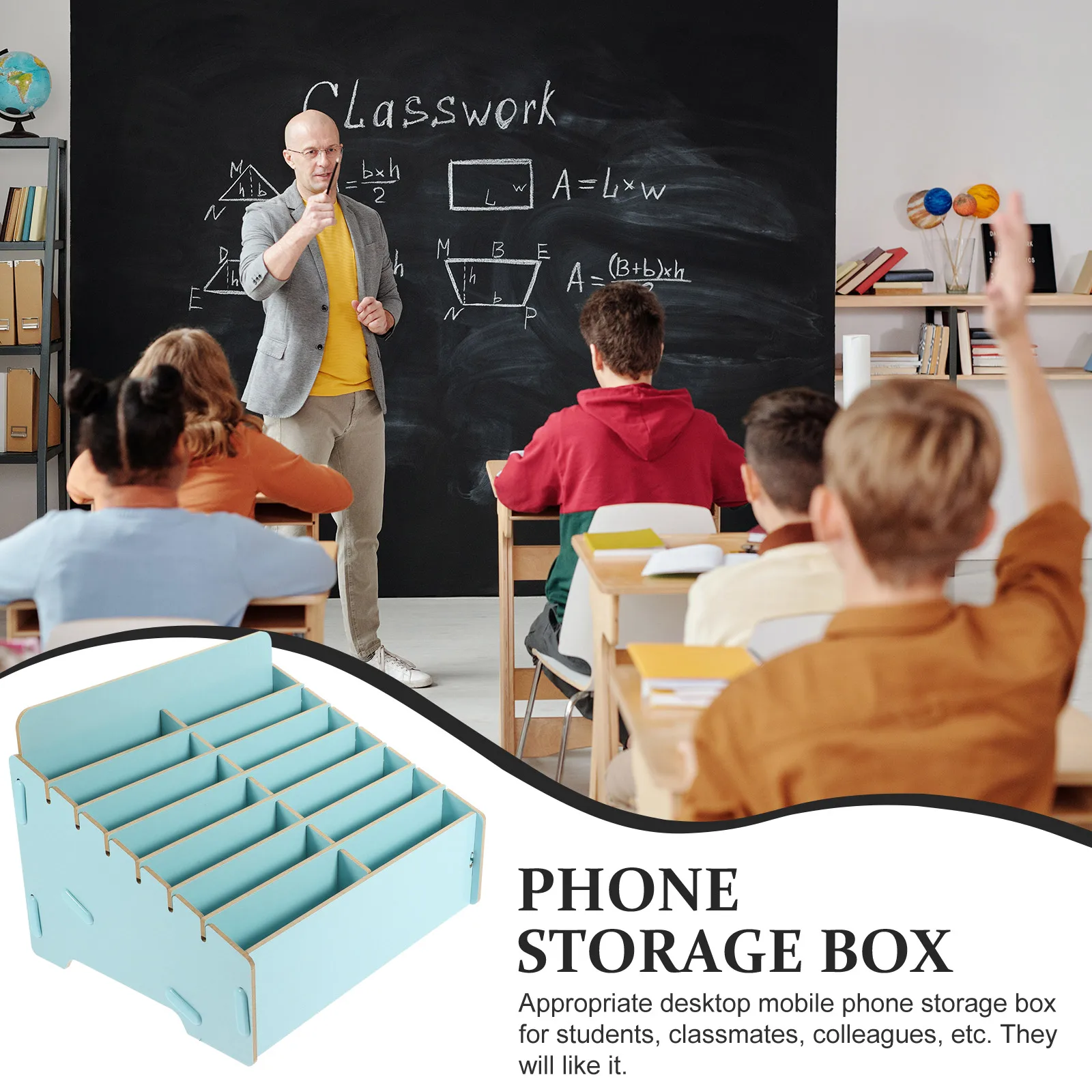 

14 Section Cell Phone Storage Box Classroom Office Wooden Holder Desk ganizing Stationery Sundries Wood Material