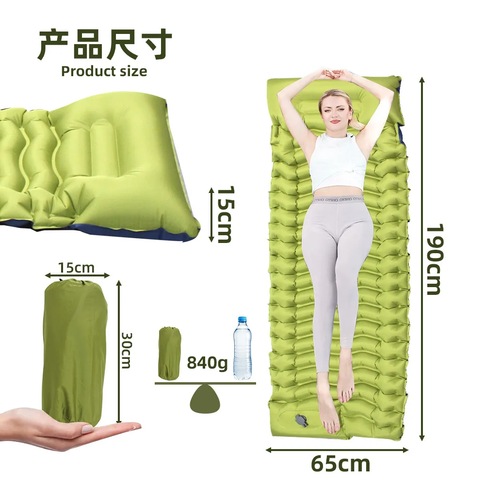 Self-Inflating Camping Sleeping Pad with Built-in Foot Pump, Lightweight TPU Inflatable Camping Mattress with Pillow