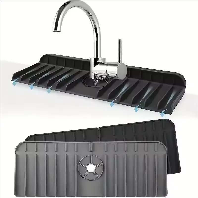 Silicone Faucet Mat Dish Soap Sponge Holder Sink Kitchen Countertop Drying Mat Bathroom Kitchen Sink Splash Guard Drain Pad