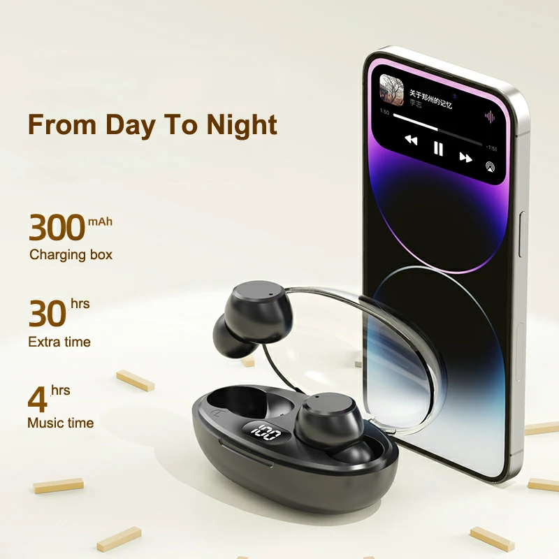 NVAHVA-Fone de ouvido Bluetooth sem fio com estojo de carregamento, fone mãos livres para iPhone, Android, Smart Phone Driving
