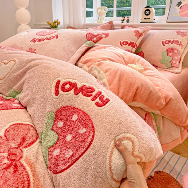 

Thicken Winter Quilts Cover Warm Velvet Duvet Covers Adults Kids Room Bedding Skin-friendly Comforter Cover (No Pillowcase)