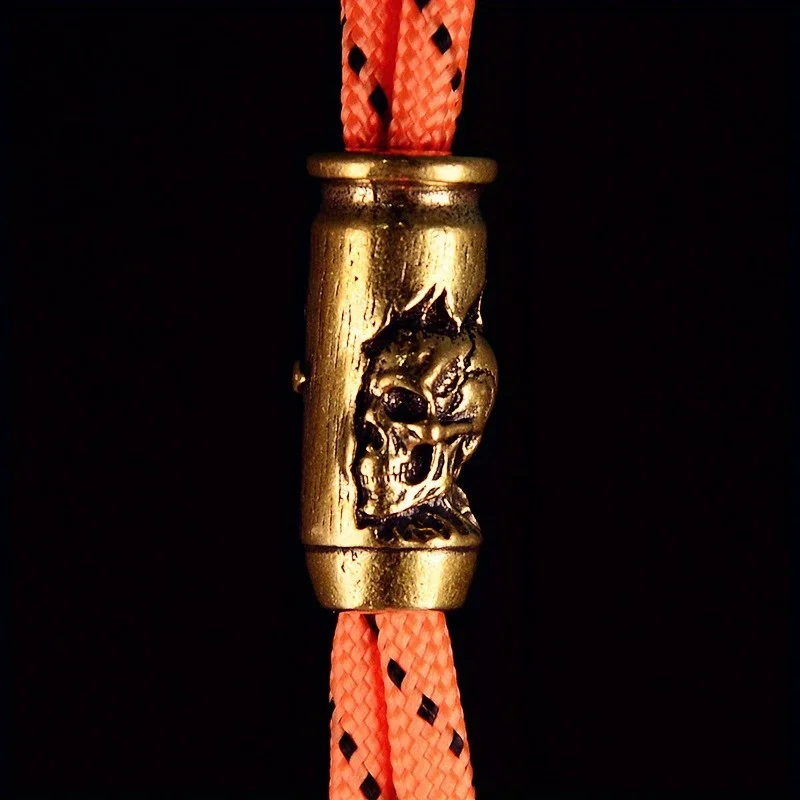 1pc Skull Cross Bullet Brass Knife Beads EDC DIY Paracord Woven Bracelets Lanyard Key Chain Pendants Accessories Hangings Decors