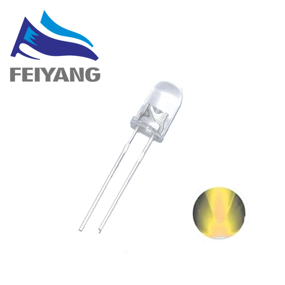 100pcs 5MM Led white/blue/red/yellow/green/pink/purple light bulbs / 5MM White Colour LED emitting diode F5 White/UV LED