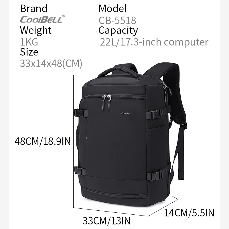 Waterproof Business 17.3 Inch Laptop Backpack With Protective Padded Compartment Outdoor Travel Multi Pocket Notebook Backpack