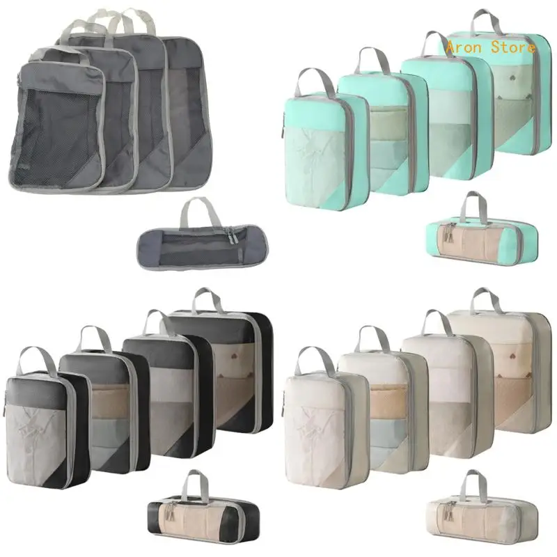 

5Pcs/lot Space Saving Compression Packing Cubes Neat and Organized Packing Solution Travel Organiser Bag for Suitcases H3CF