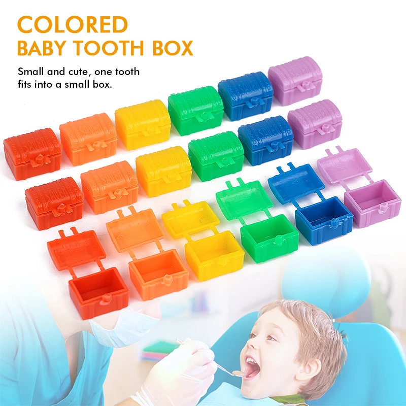 10pcs Square covered tooth box, plastic colored tooth storage box, color random tooth storage box, baby tooth commemorative box